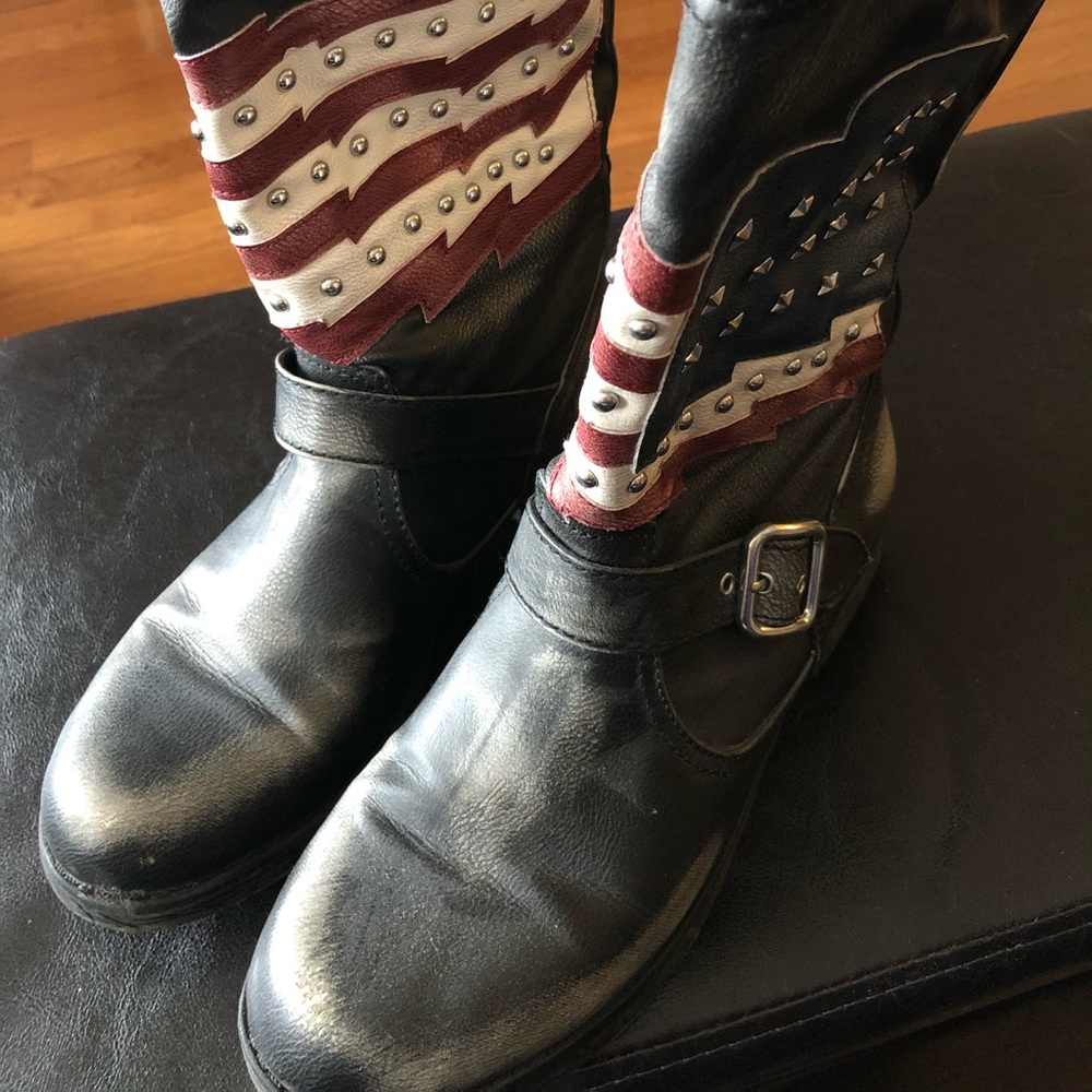 American flag moto boots